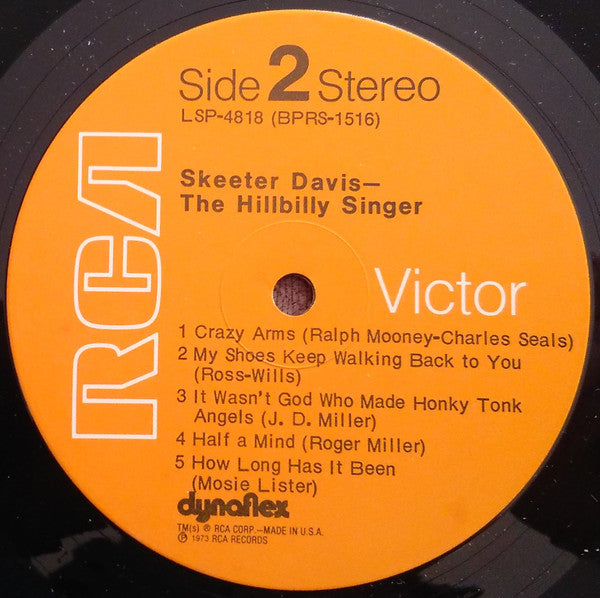 Skeeter Davis : The Hillbilly Singer (LP, Album, Ind)