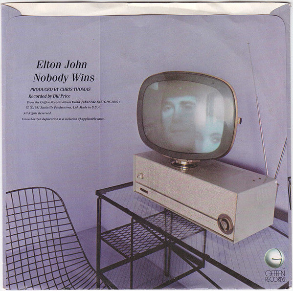 Elton John : Nobody Wins (7", Mono, Promo, Los)