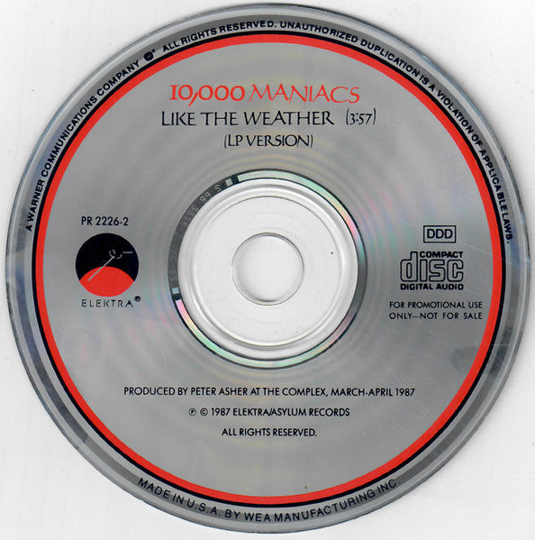 10,000 Maniacs : Like The Weather (CD, Single, Promo)