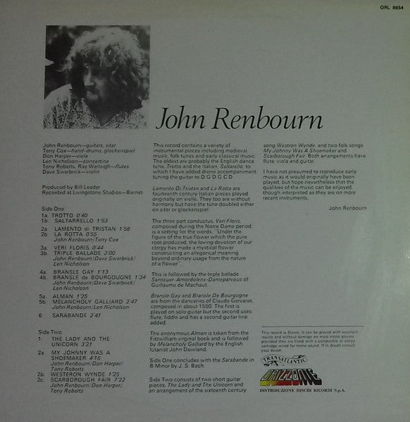 John Renbourn : The Lady And The Unicorn (LP, Album, RE)