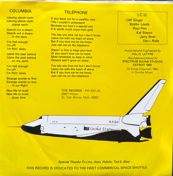 I.C.U. (7) : Telephone / Columbia (7", Single)