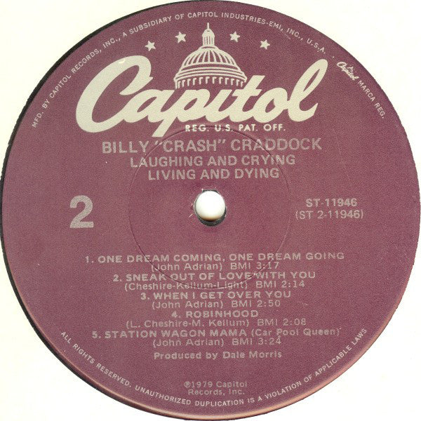 Billy 'Crash' Craddock : Laughing And Crying Living And Dying (LP, Album)