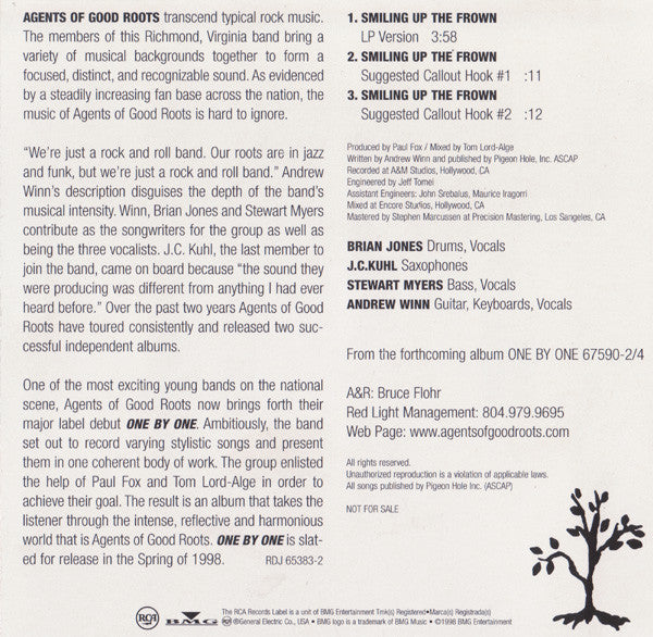 Agents Of Good Roots : Smiling Up The Frown (CD, Single, Promo)