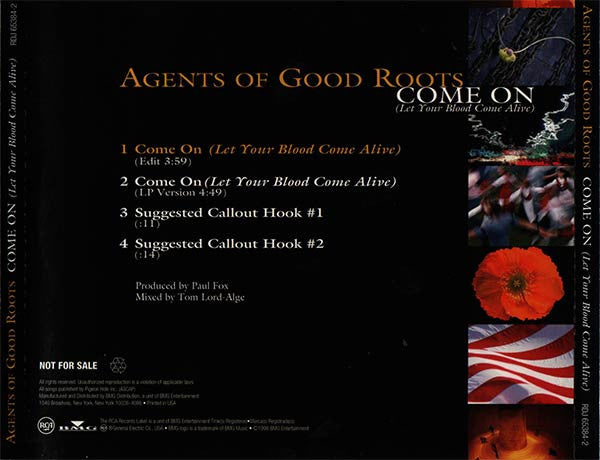 Agents Of Good Roots : Come On (Let Your Blood Come Alive) (CD, Single, Promo)