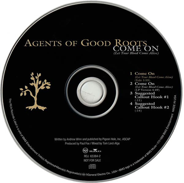 Agents Of Good Roots : Come On (Let Your Blood Come Alive) (CD, Single, Promo)