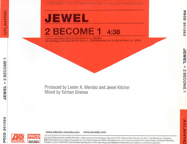 Jewel : 2 Become 1 (CD, Single, Promo)