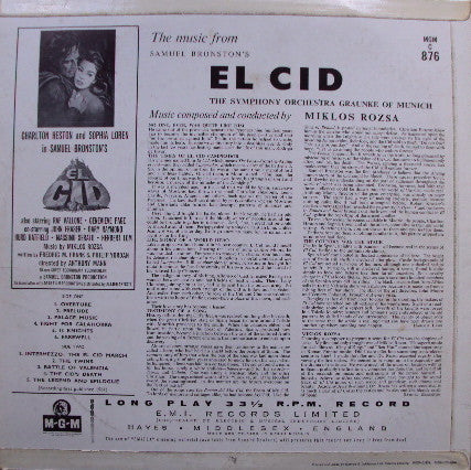 Miklós Rózsa : The Music From Samuel Bronston's El Cid (LP, Album)