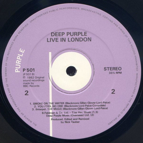Deep Purple : Live In London (LP, Album)