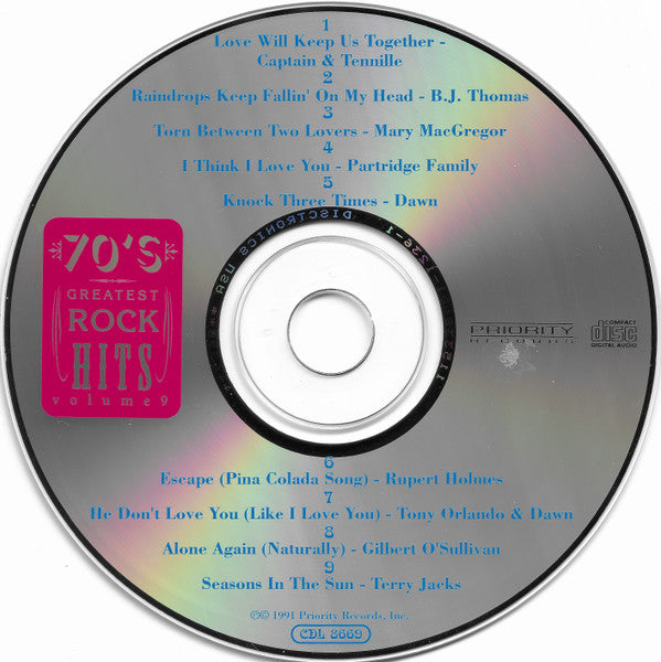 Various : 70's Greatest Rock Hits Volume 9 #1 Hits (CD, Comp)