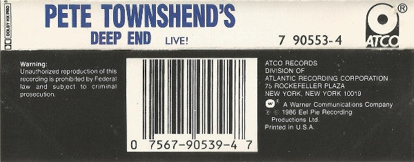 Pete Townshend ‘s Deep End (5) : Live! (Cass, Album)