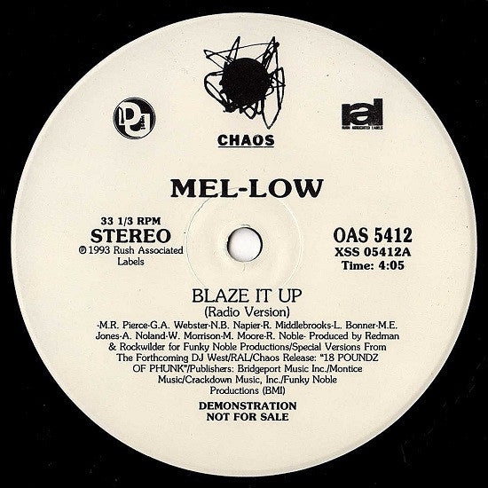 Mel-Low : Blaze It Up (12", Single, Promo)