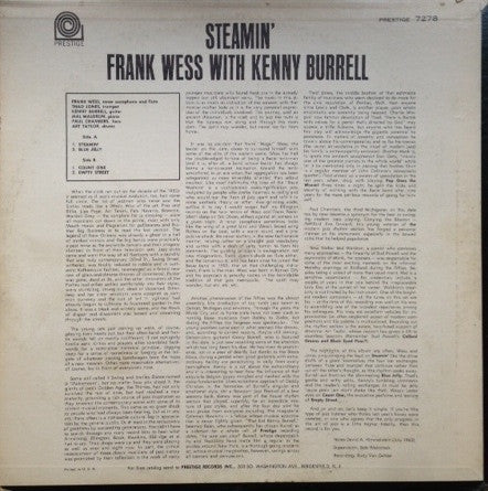 Frank Wess With Kenny Burrell : Steamin' (LP, Album, RE, RM)