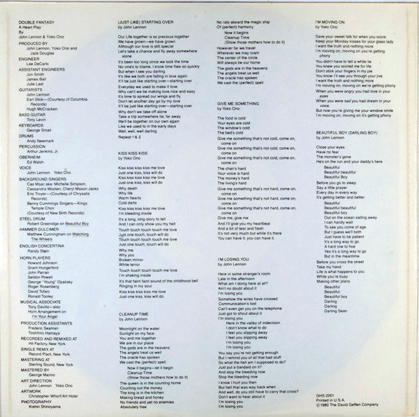 John Lennon & Yoko Ono : Double Fantasy (LP, Album, Cor)