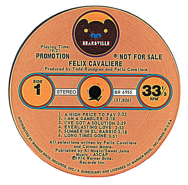 Felix Cavaliere : Felix Cavaliere (LP, Album, Promo, San)