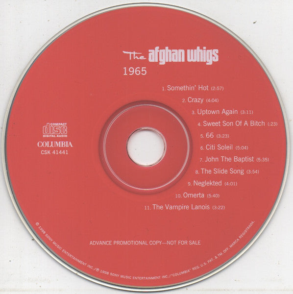 The Afghan Whigs : 1965 (CD, Advance, Album, Promo)