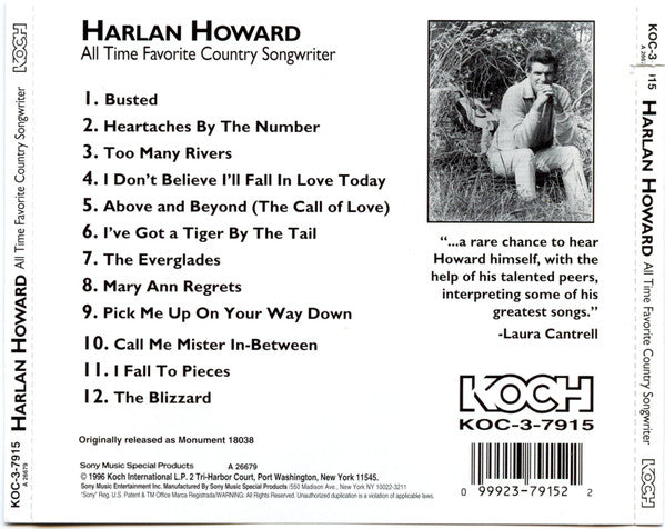 Harlan Howard : All Time Favourite Country Songwriter (CD, Album, RE)