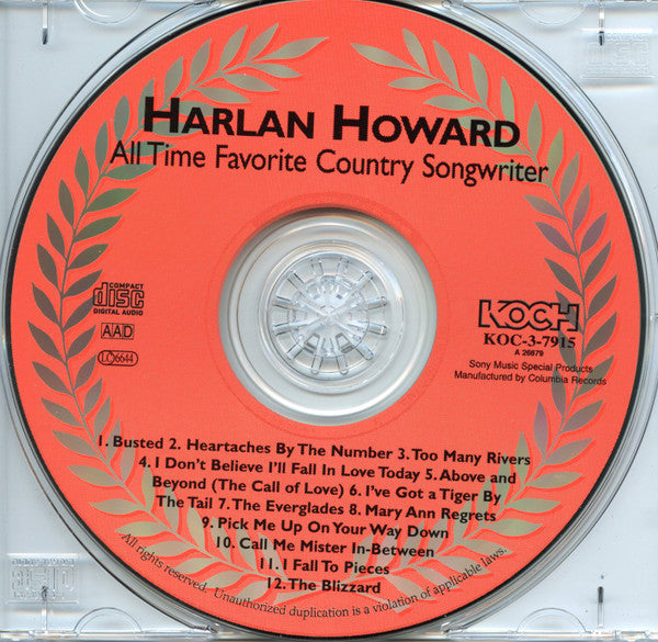 Harlan Howard : All Time Favourite Country Songwriter (CD, Album, RE)