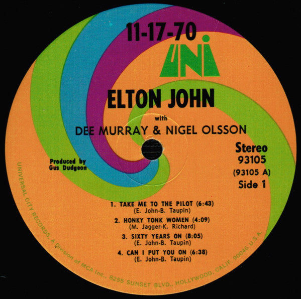 Elton John With Dee Murray And Nigel Olsson : 11-17-70 (LP, Album, Glo)