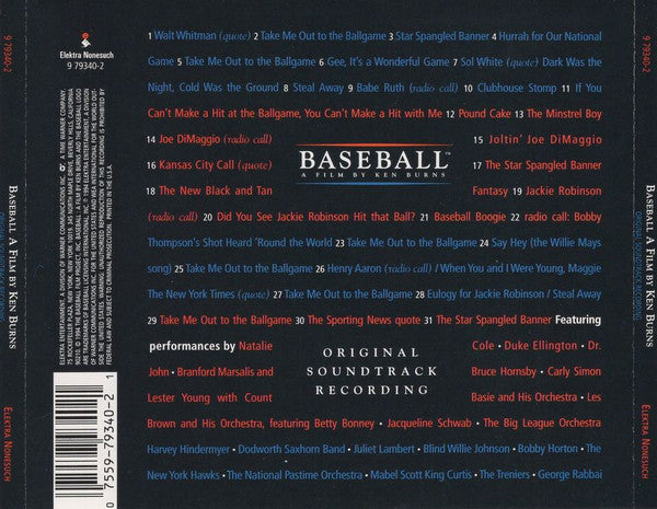 Various : Baseball A Film By Ken Burns (Original Soundtrack Recording) (CD, Comp)
