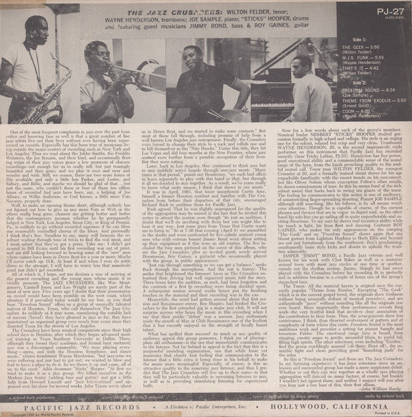 The Crusaders : Freedom Sound (LP, Album, Mono)