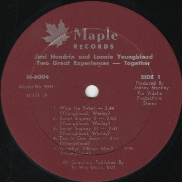 Jimi Hendrix And Lonnie Youngblood : Two Great Experiences - Together (LP)