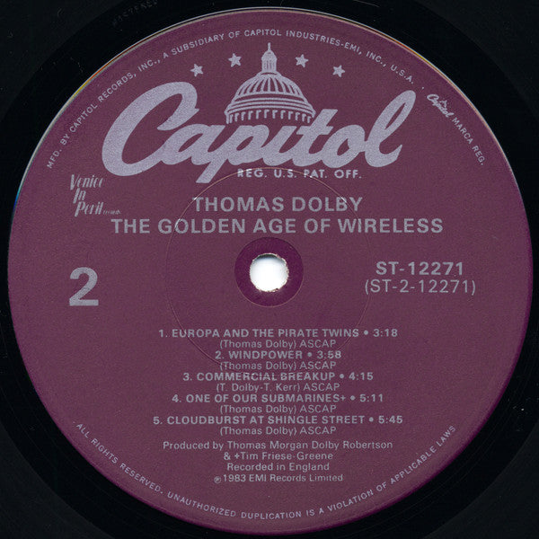 Thomas Dolby : The Golden Age Of Wireless (LP, Album, RE, Win)