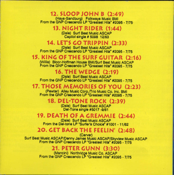 Dick Dale & His Del-Tones : Greatest Hits, 1961-1976 (CD, Comp, Club, RE, RM)