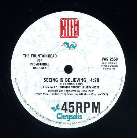 The Fountainhead : Seeing Is Believing (12", Single, Promo)