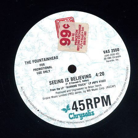 The Fountainhead : Seeing Is Believing (12", Single, Promo)