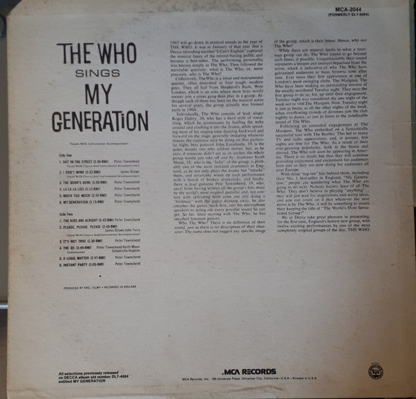 The Who : My Generation (LP, Album, Mono, RE)