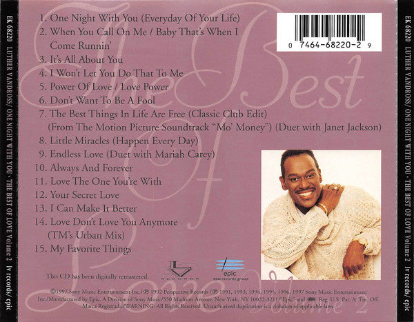 Luther Vandross : One Night With You - The Best Of Love Volume 2 (CD, Comp)