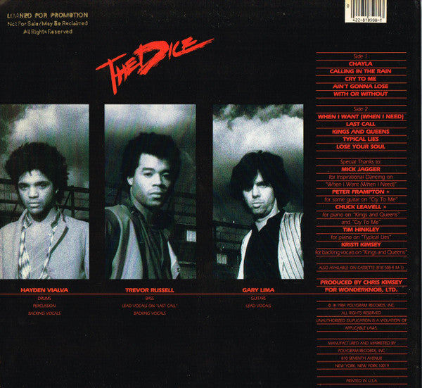 The Dice (4) : The Dice (LP, Promo)