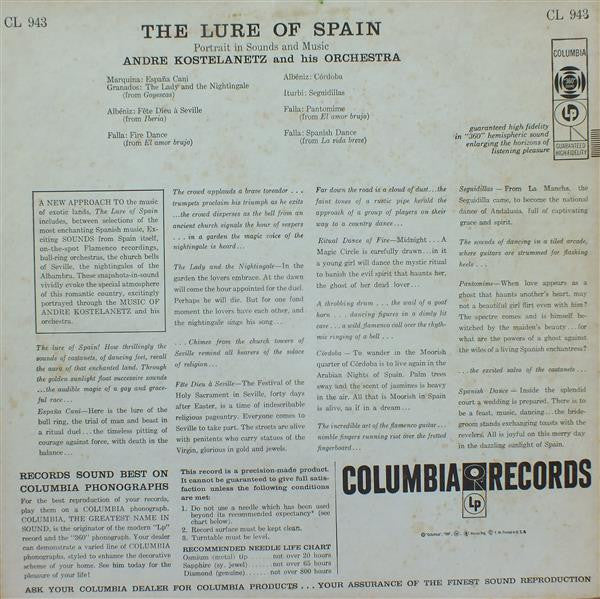 André Kostelanetz And His Orchestra : The Lure Of Spain (LP)