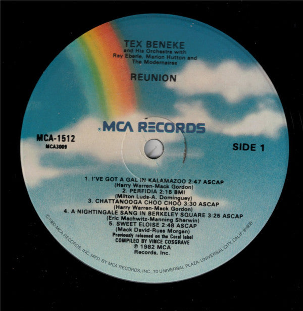 Tex Beneke And His Orchestra With Ray Eberle, Marion Hutton And The Modernaires : Reunion (LP, Comp, Mono, RE)