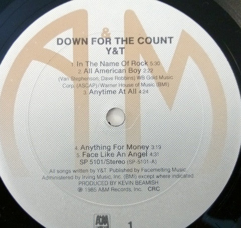 Y & T : Down For The Count (LP, Album, Club)