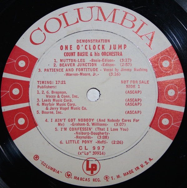 Count Basie Orchestra : One O'Clock Jump (LP, Album, Promo)