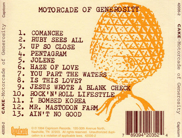 Cake : Motorcade Of Generosity (CD, Album)