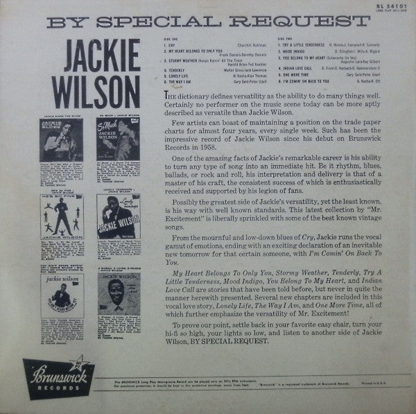 Jackie Wilson : By Special Request (LP, Album, Mono)
