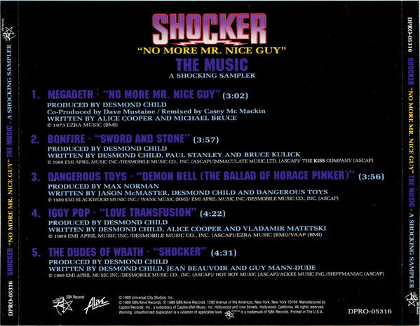 Various : Shocker No More Mr. Nice Guy A Shocking Sampler (CD, Comp, Promo, Smplr)