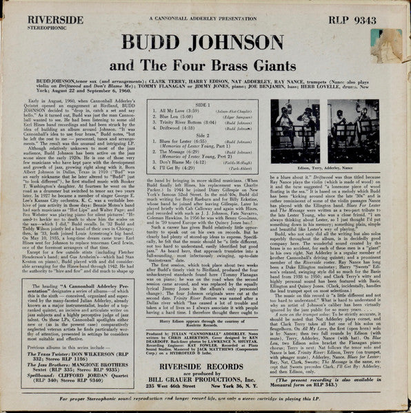 Budd Johnson : Budd Johnson And The Four Brass Giants (LP, Album)