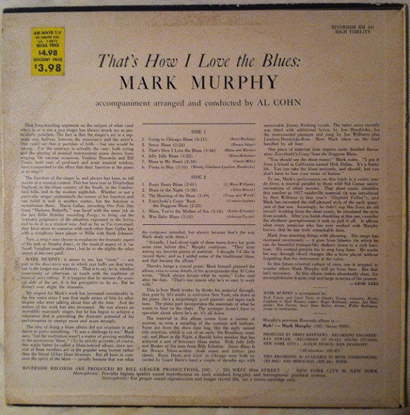 Mark Murphy : That's How I Love The Blues (LP, Album, Mono)