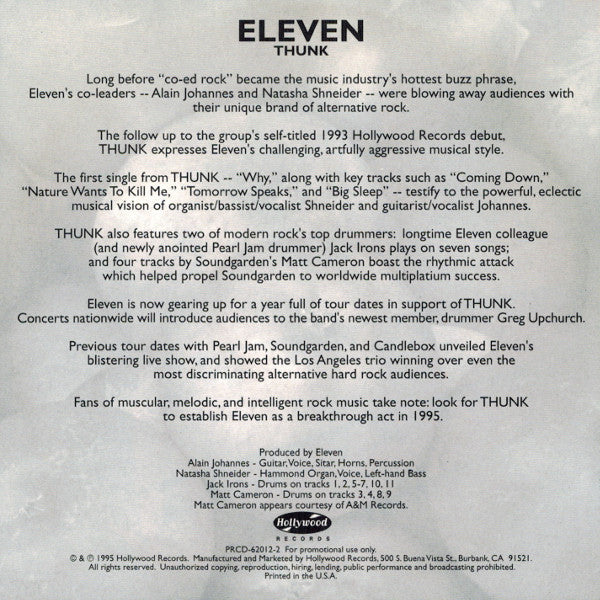 Eleven (4) : Thunk (CD, Album, Promo)
