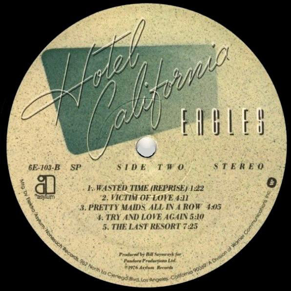 Eagles : Hotel California (LP, Album, RE, SP )