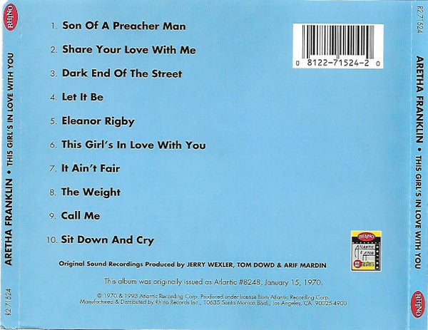Aretha Franklin : This Girl's In Love With You (CD, Album, RE, RM)