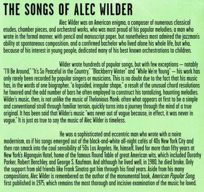 Ben Sidran / Bob Rockwell Quartet : Walk Pretty - The Songs Of Alec Wilder (CD, Album)