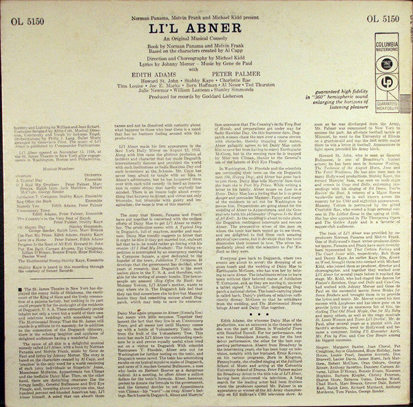 Norman Panama, Melvin Frank & Michael Kidd : Li'l Abner (An Original Musical Comedy) (LP, Album)