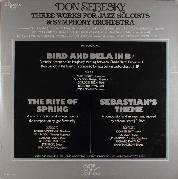 Don Sebesky : Three Works For Jazz Soloists & Symphony Orchestra (2xLP, Album)