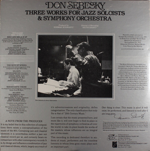 Don Sebesky : Three Works For Jazz Soloists & Symphony Orchestra (2xLP, Album)
