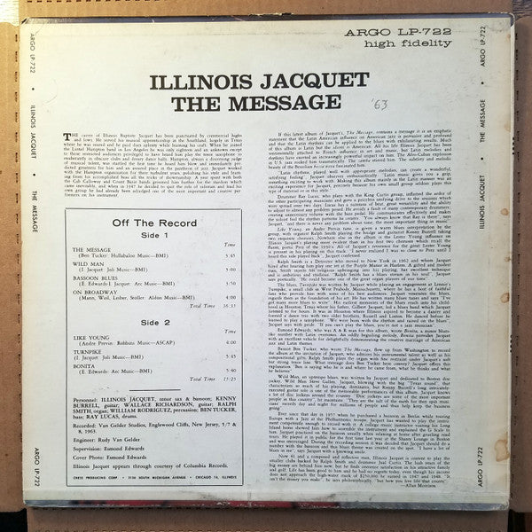 Illinois Jacquet : The Message (LP, Album, Promo)