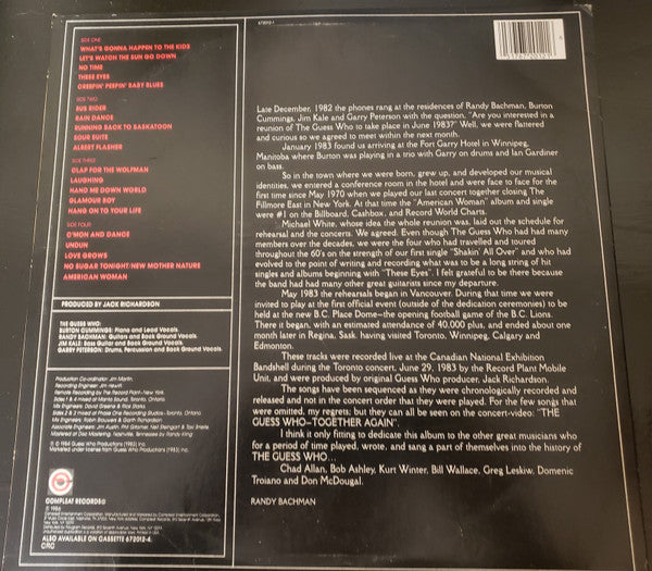 The Guess Who : The Best Of The Guess Who-Live! (2xLP, Album, Club, CRC)